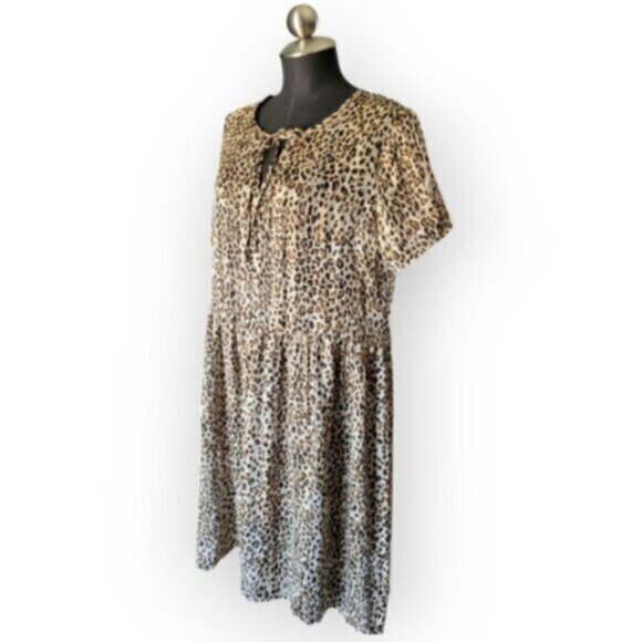 KAFFE Leopard Print Chiffon Dress NWT Sz XL - Picture 10 of 13